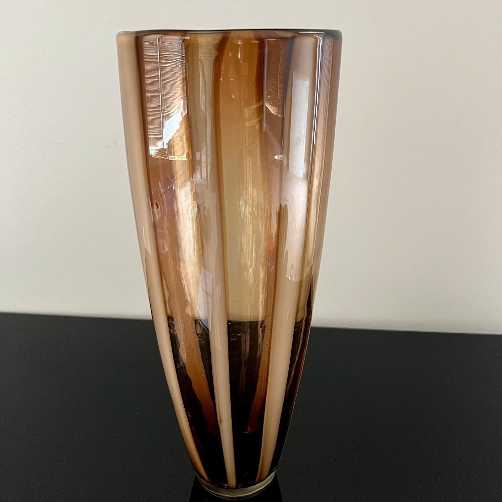 Vintage Murano Style Hand Blown Glass Vase - 15" Tall